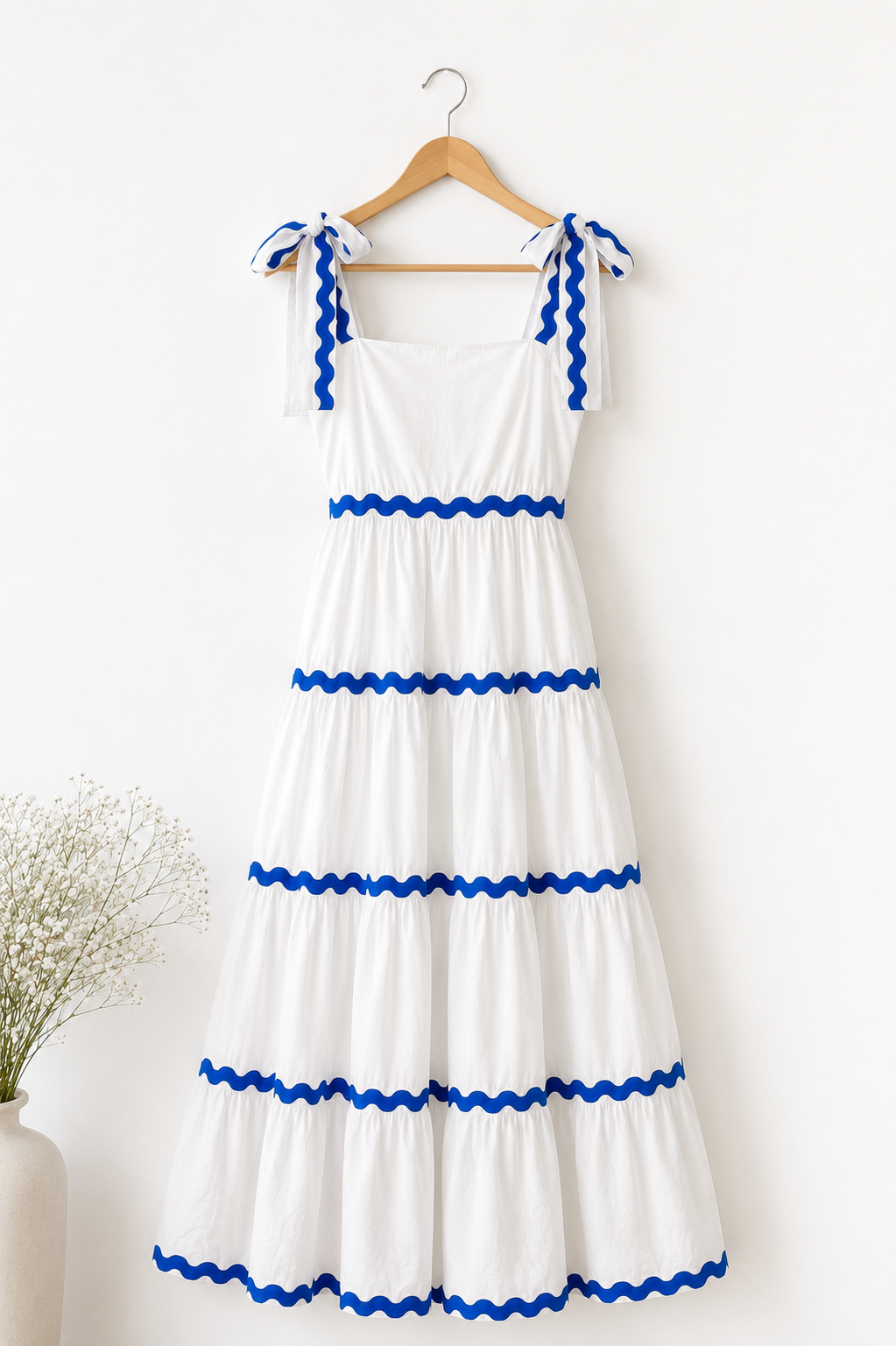Vestido Mel - branco e azul